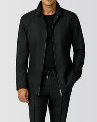 JERSELY Black Stretch Brushed Wool Twill
