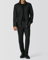 JERSELY Black Stretch Brushed Wool Twill