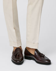 Formal Round Tassel Loafers Nubuck Hand Painted Bordeaux