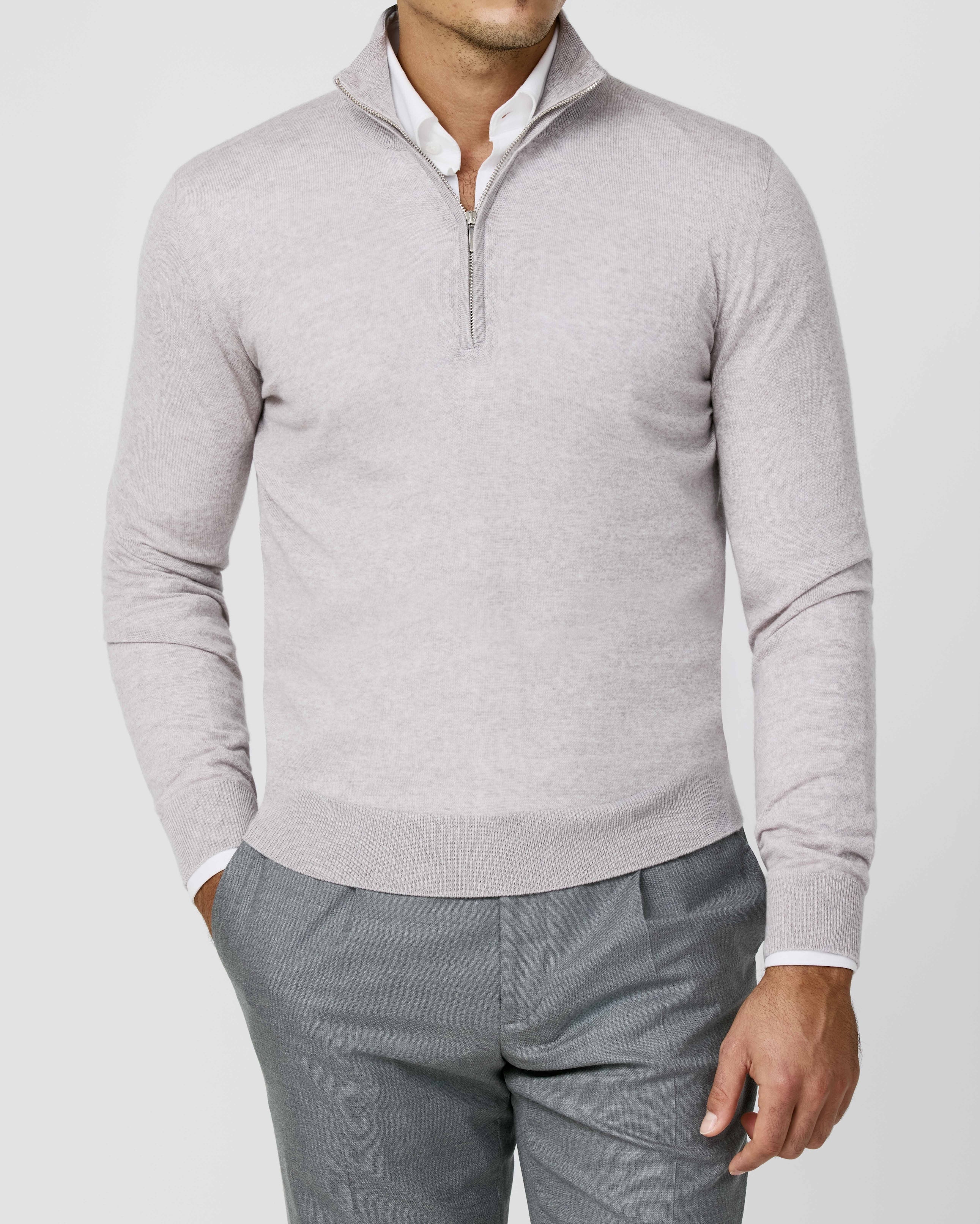 Zegna Baruffa Greige Mélange Extra Fine Merino