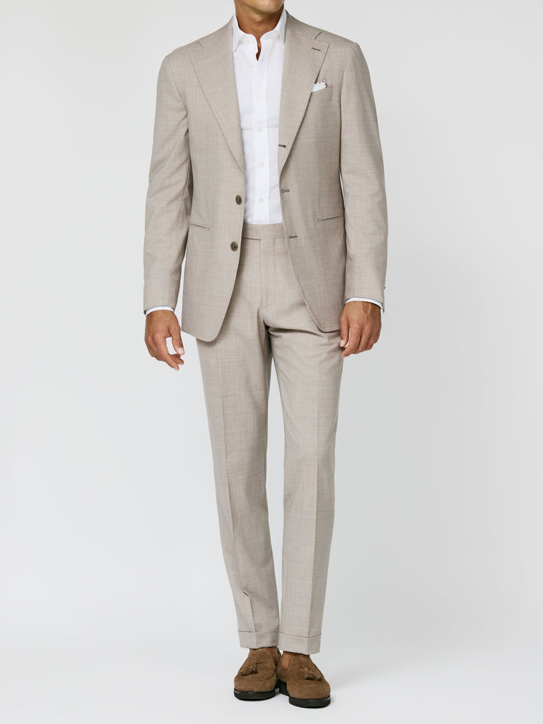 WISH Oatmeal S170 Fine Merino Virgin Wool Plain Lightweight Weave