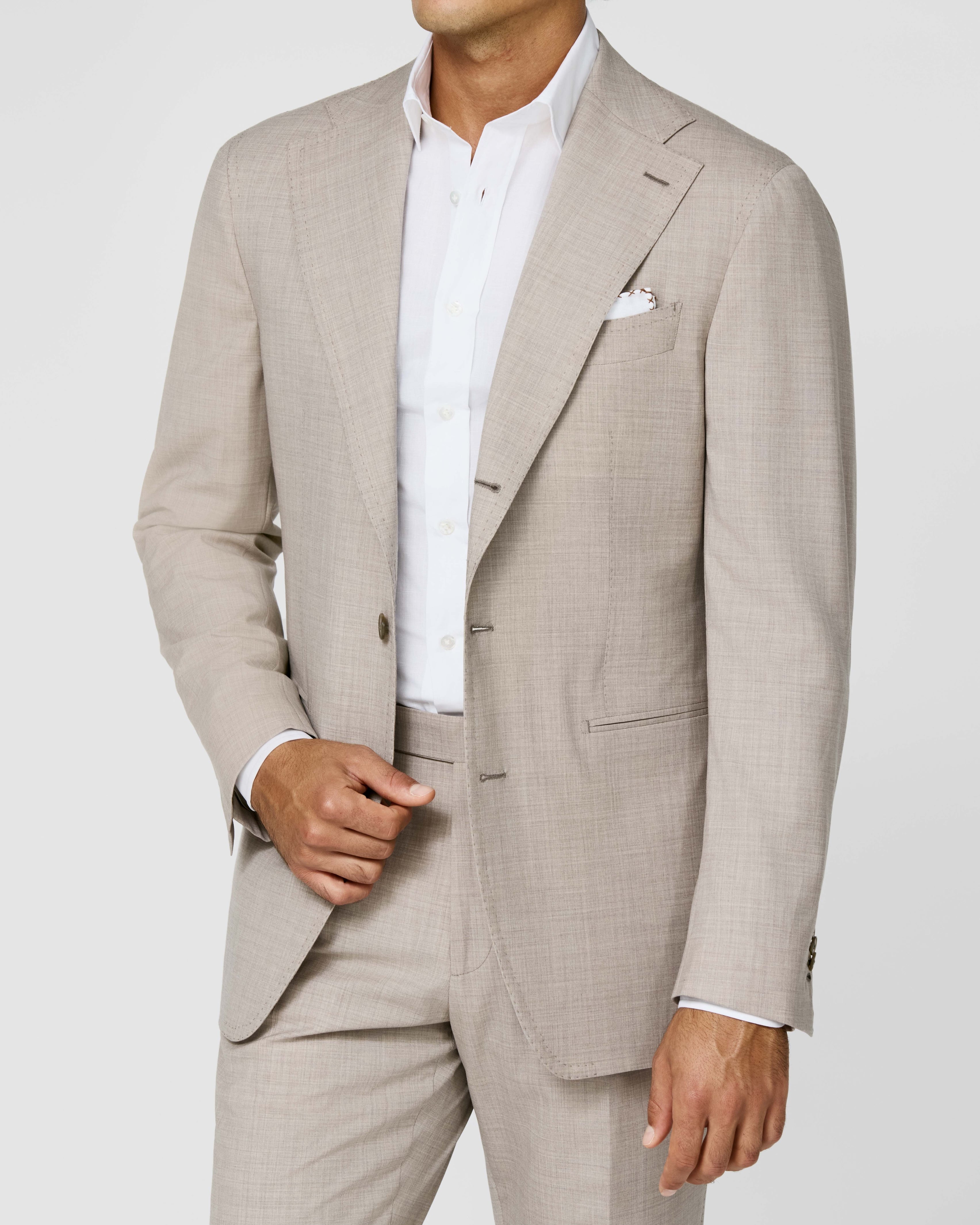WISH Oatmeal S170 Fine Merino Virgin Wool Plain Lightweight Weave
