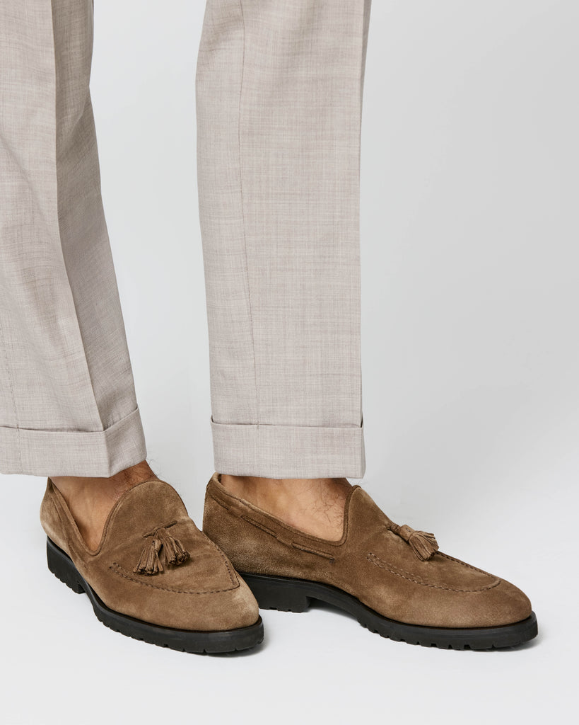 Trousers Loro Piana WISH Oatmeal S170 Fine Merino Virgin Wool Plain Lightweight Weave