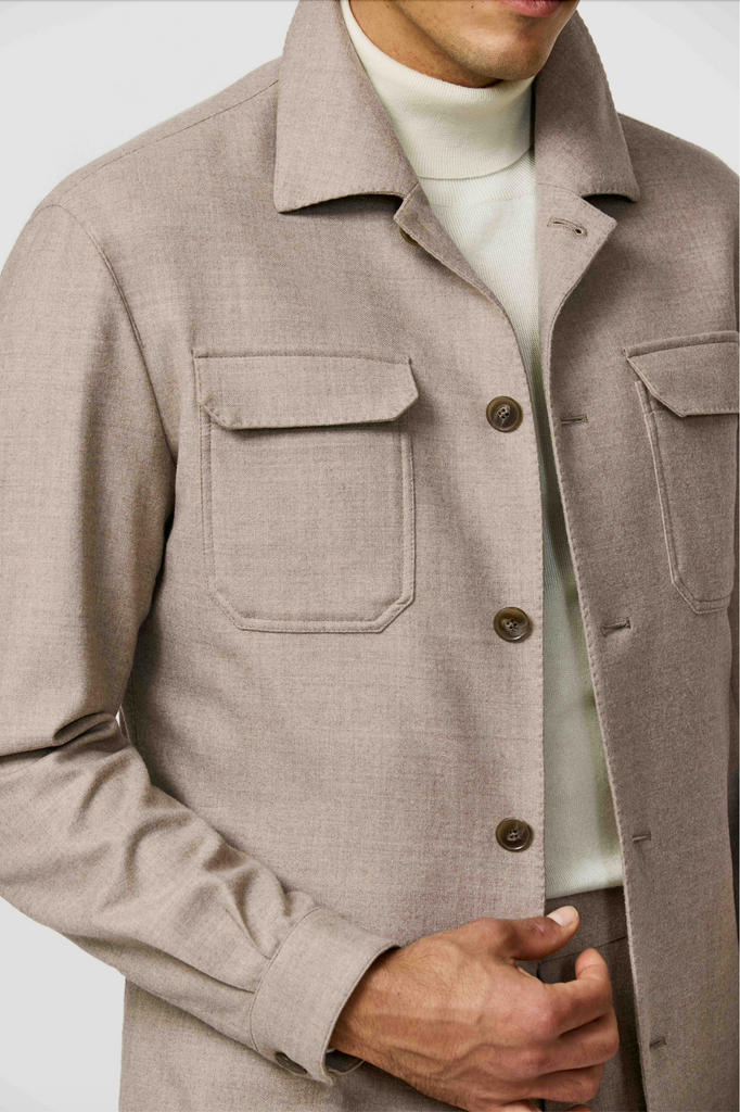 Loro Piana JERSELY Light Taupe Stretch Brushed Wool Twill