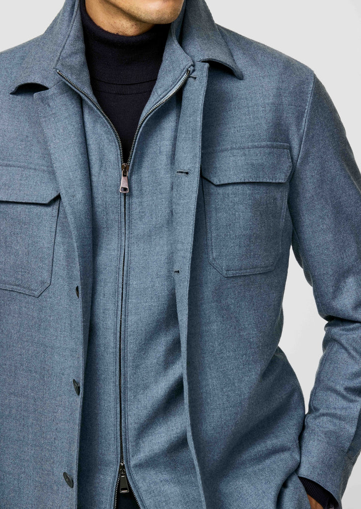 JERSELY Storm Blue Stretch Brushed Wool Twill