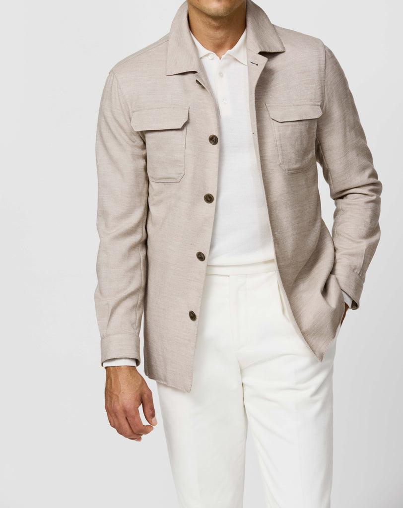 Carlo Barbera Oatmeal Wool, Lyocell & Cashmere Soft Stretch Twill