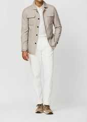 Carlo Barbera Oatmeal Wool, Lyocell & Cashmere Soft Stretch Twill