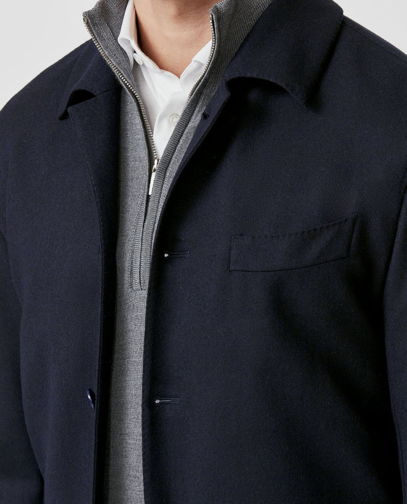 Loro Piana Midnight Blue Merino Wool Stretch Flannel