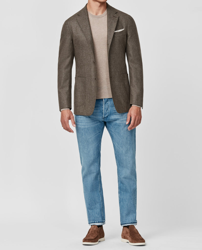 Di Pray Brown Melange Silk & Wool Basketweave