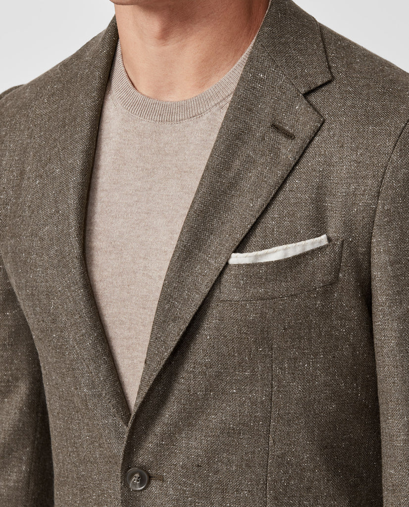 Di Pray Brown Melange Silk & Wool Basketweave