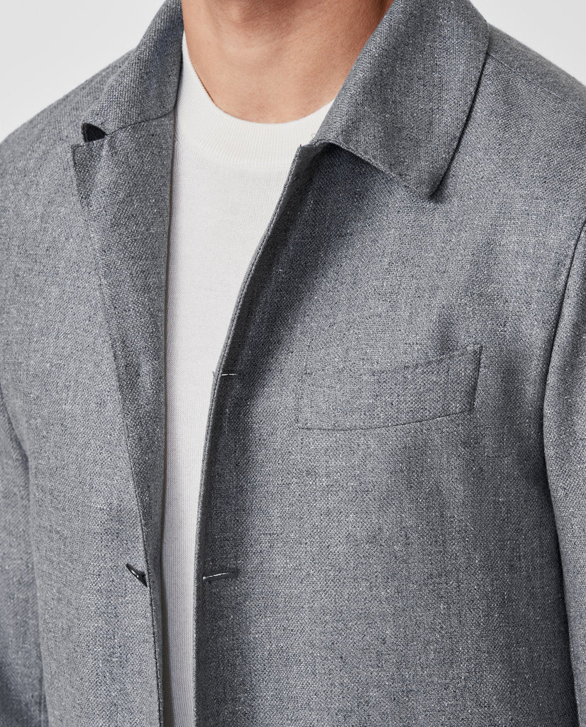 Di Pray Light Grey Melange Silk & Wool Basketweave