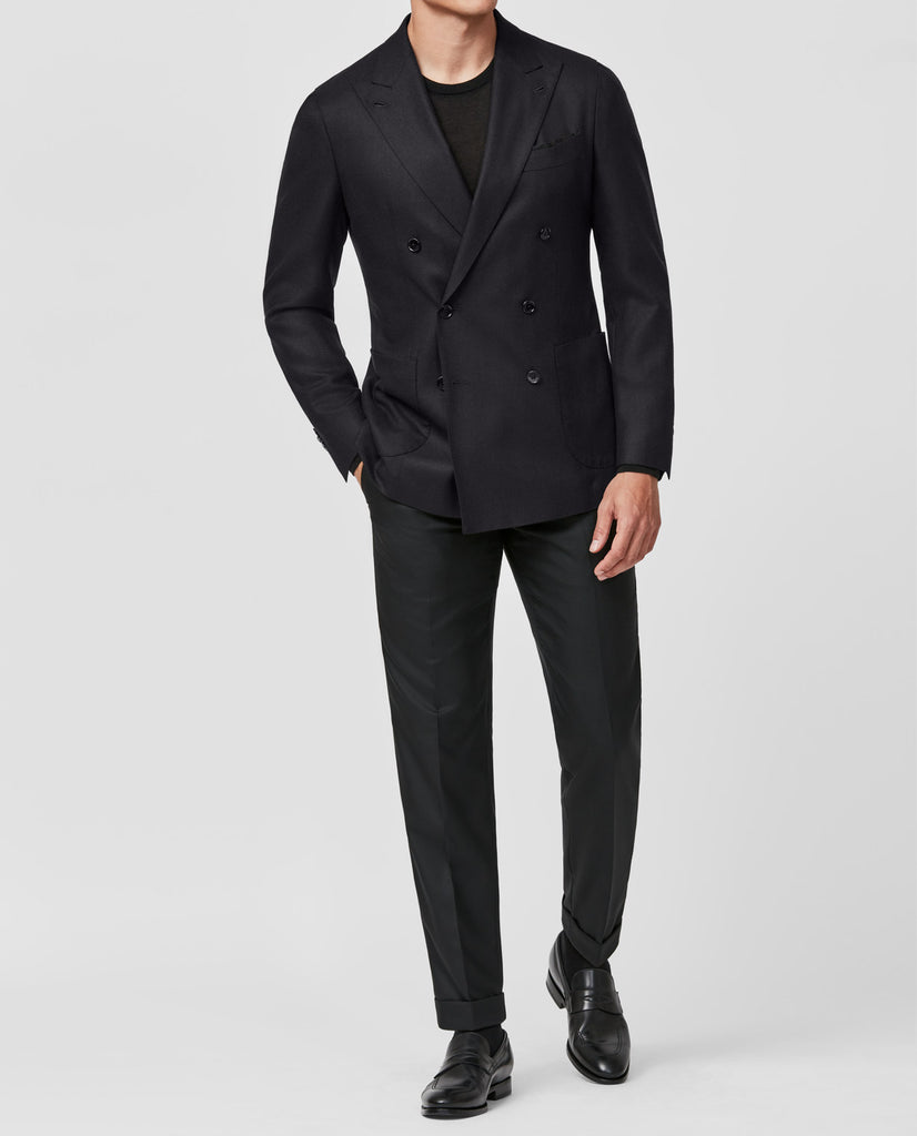 Di Pray Black Melange Silk & Wool Basketweave