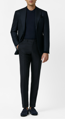 Di Pray Dark Blue S130 Merino Wool Basketweave