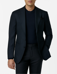 Di Pray Dark Blue S130 Merino Wool Basketweave