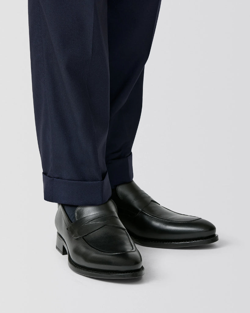 Formal Round Penny Loafers Box Calf Black