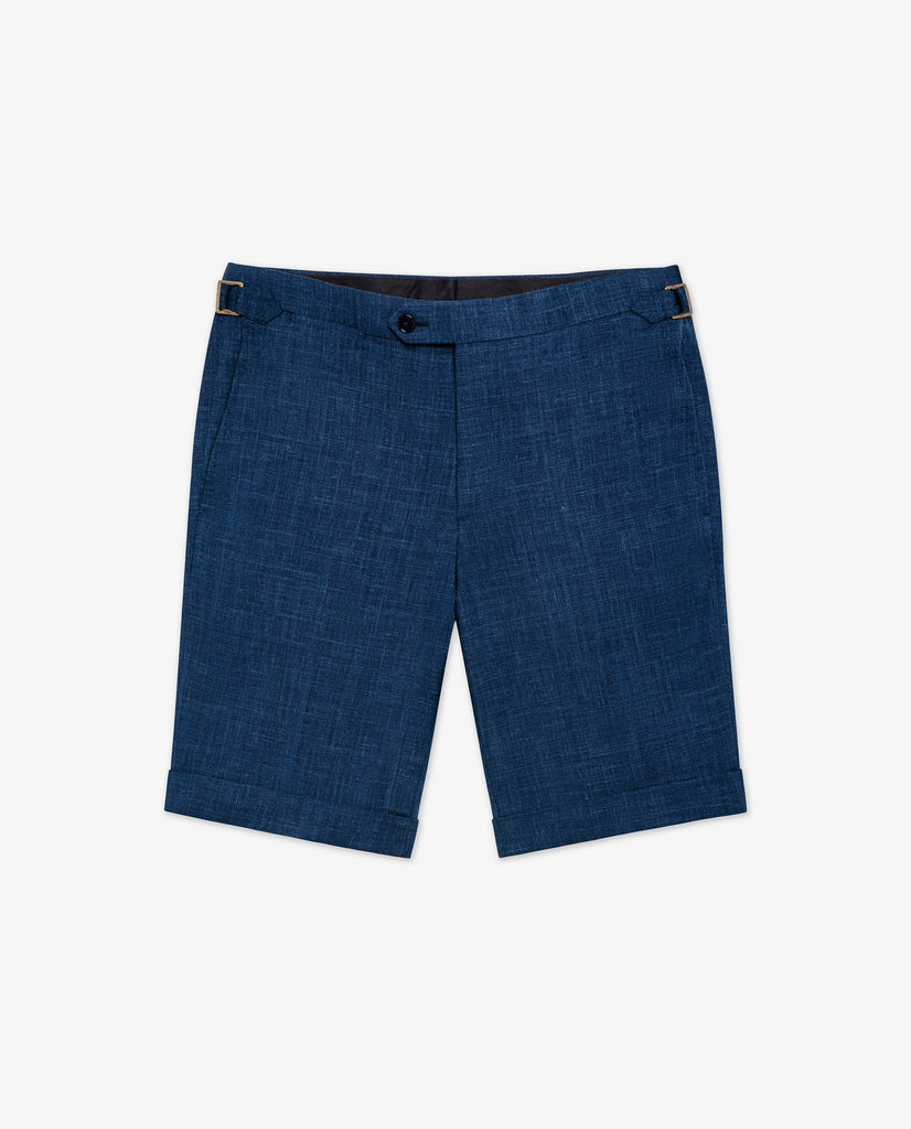 Trousers Paulo Oliveira Twilight Blue Stretch Wool & Linen Blend