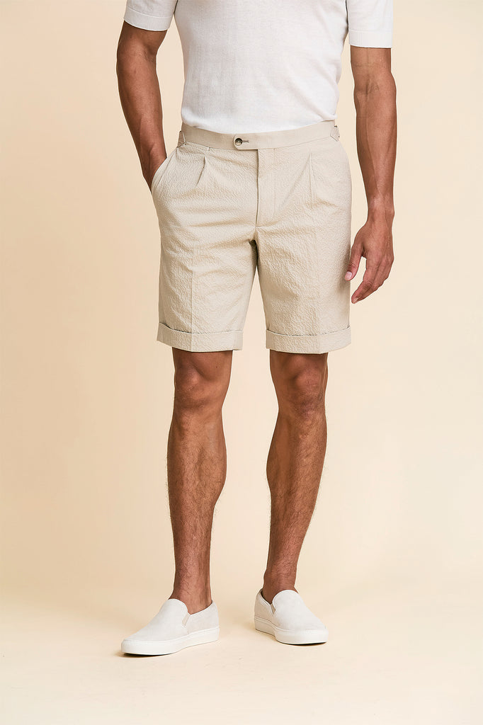Subalpino Sand Stretch Cotton Seersucker