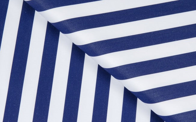 Caccioppoli 100% Lightweight Poplin Cotton Blue Wide Stripes on White
