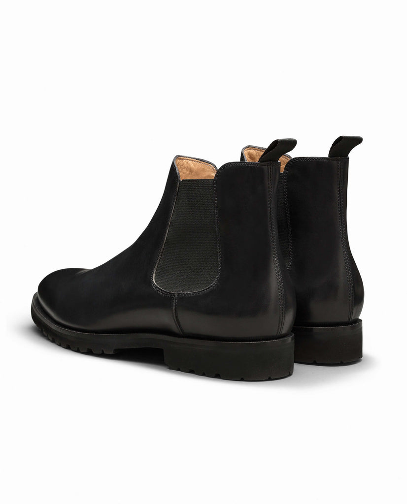Black Fine Calf Lightweight Vibram Chelsea Boots