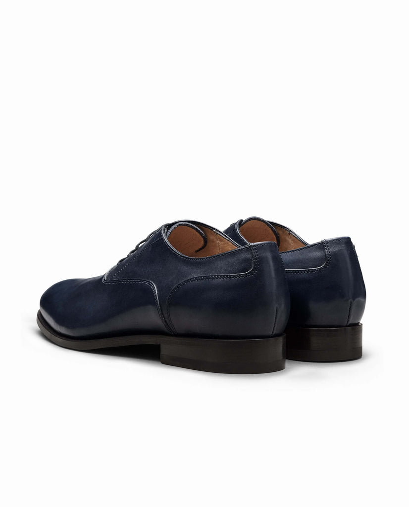 Dark Blue Fine Calf Plain Tip Blake Oxfords