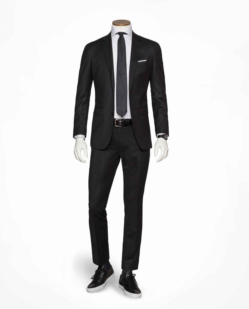 Marzotto 365 Merino Wool Stretch Black Twill