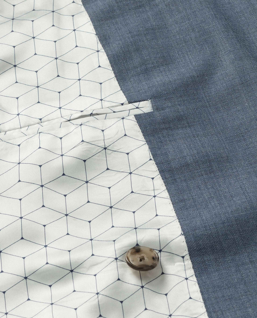 Marzotto Slate Blue Sharkskin Merino Wool Stretch