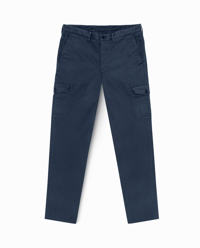 Olimpias Cotton Dark Blue Garment Dyed Stretch Fine Twill