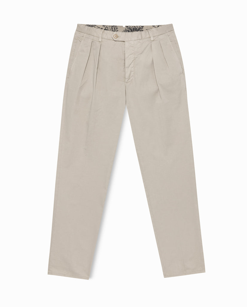 Trousers Olimpias Cotton Oatmeal Garment Dyed Stretch Fine Twill
