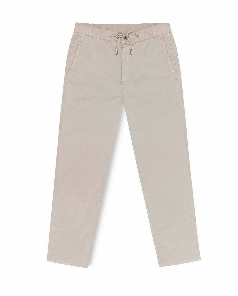 Trousers Olimpias Cotton Oatmeal Garment Dyed Stretch Fine Twill