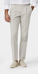 Olimpias Trousers Olimpias Cotton Oatmeal Garment Dyed Stretch Fine Twill