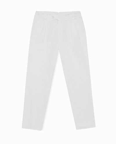 Olimpias Cotton White Garment Dyed Stretch Fine Twill
