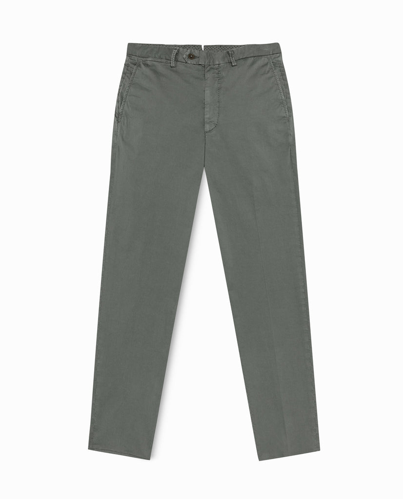 Olimpias Cotton Forest Green Garment Dyed Stretch Fine Twill
