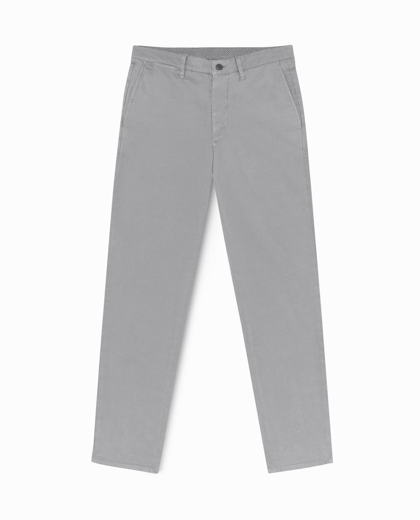 Olimpias Cotton Light Grey Garment Dyed Stretch Broken Twill
