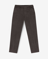 Olimpias Cotton Dark Brown Garment Dyed Stretch Broken Twill
