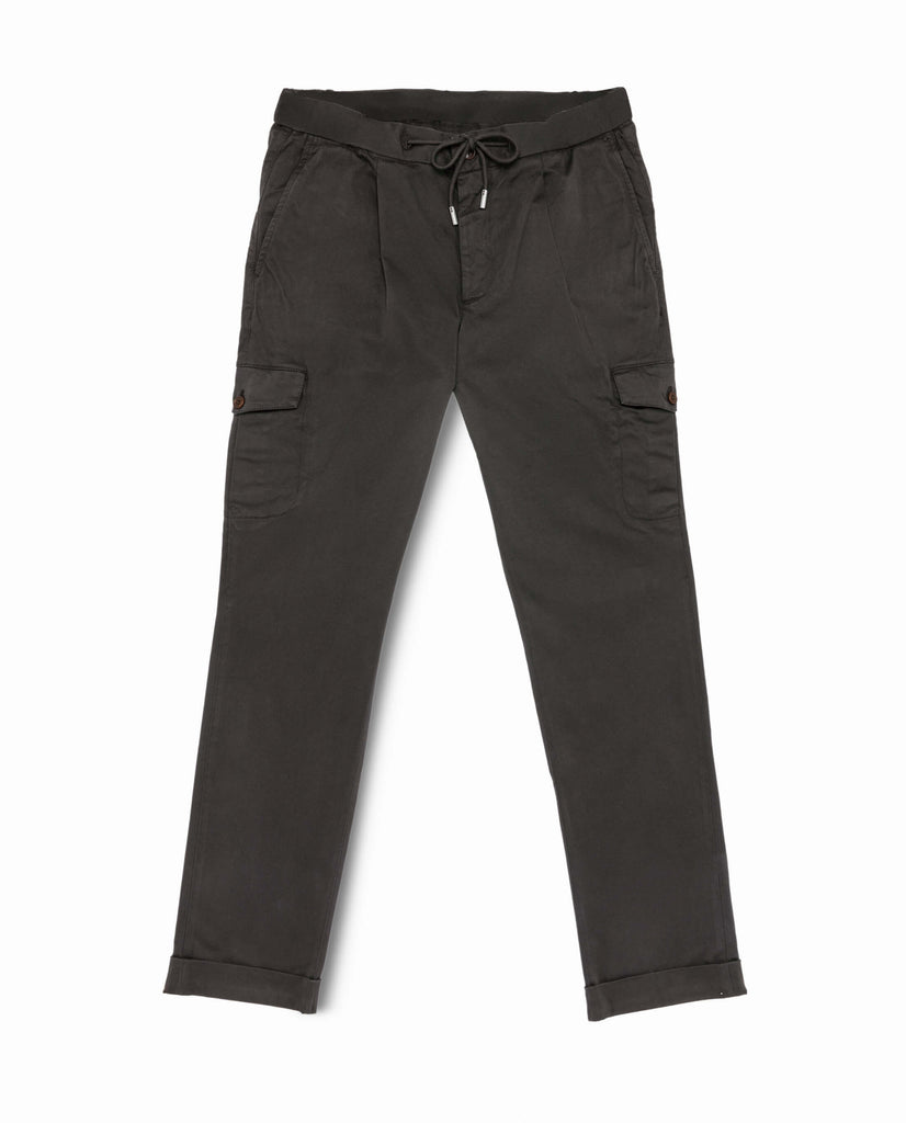 Olimpias Cotton Dark Brown Garment Dyed Stretch Broken Twill