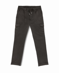 Olimpias Cotton Dark Brown Garment Dyed Stretch Broken Twill