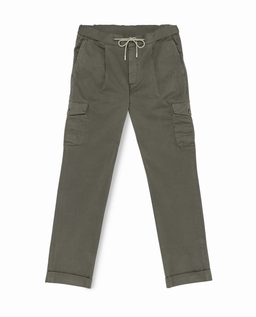 Olimpias Cotton Forest Green Garment Dyed Stretch Broken Twill