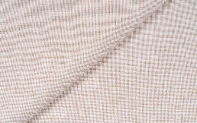 Caccioppoli Tela 100% Pure Lightweight Linen Light Sand Micro Houndstooth