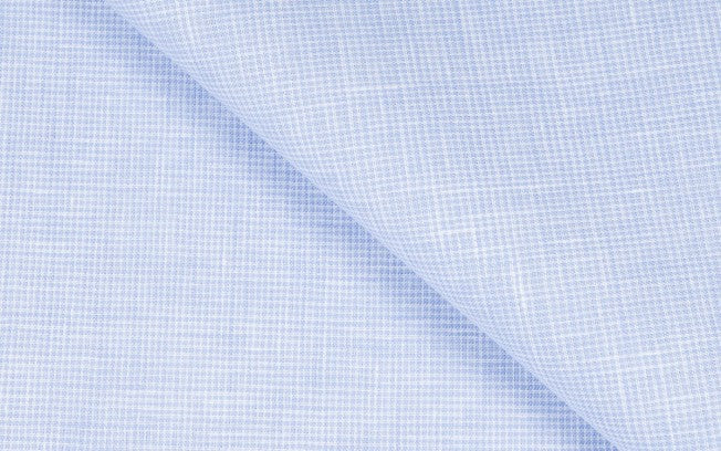 Caccioppoli Tela 100% Pure Lightweight Linen Light Blue Micro Houndstooth