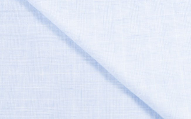 Caccioppoli Tela 100% Pure Lightweight Linen Light Blue Subtle Glencheck
