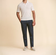 Olimpias Cotton Dark Blue Garment Dyed Stretch Fine Twill