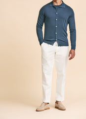 Olimpias Cotton White Garment Dyed Stretch Fine Twill