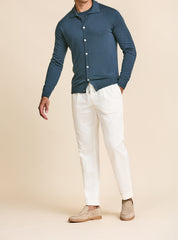 Olimpias Cotton White Garment Dyed Stretch Fine Twill