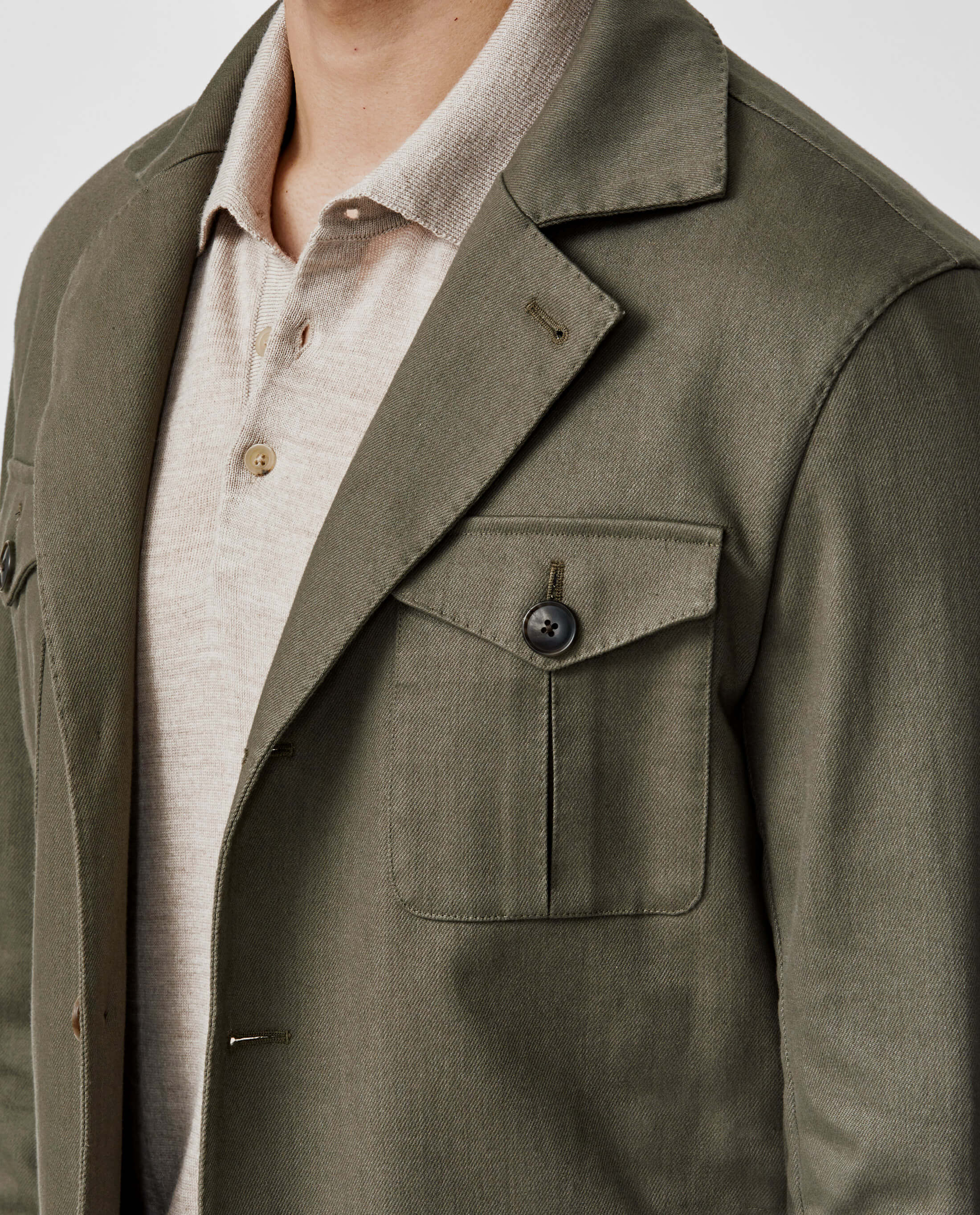 Olimpias Dusty Olive Heavy Cotton Stretch Twill