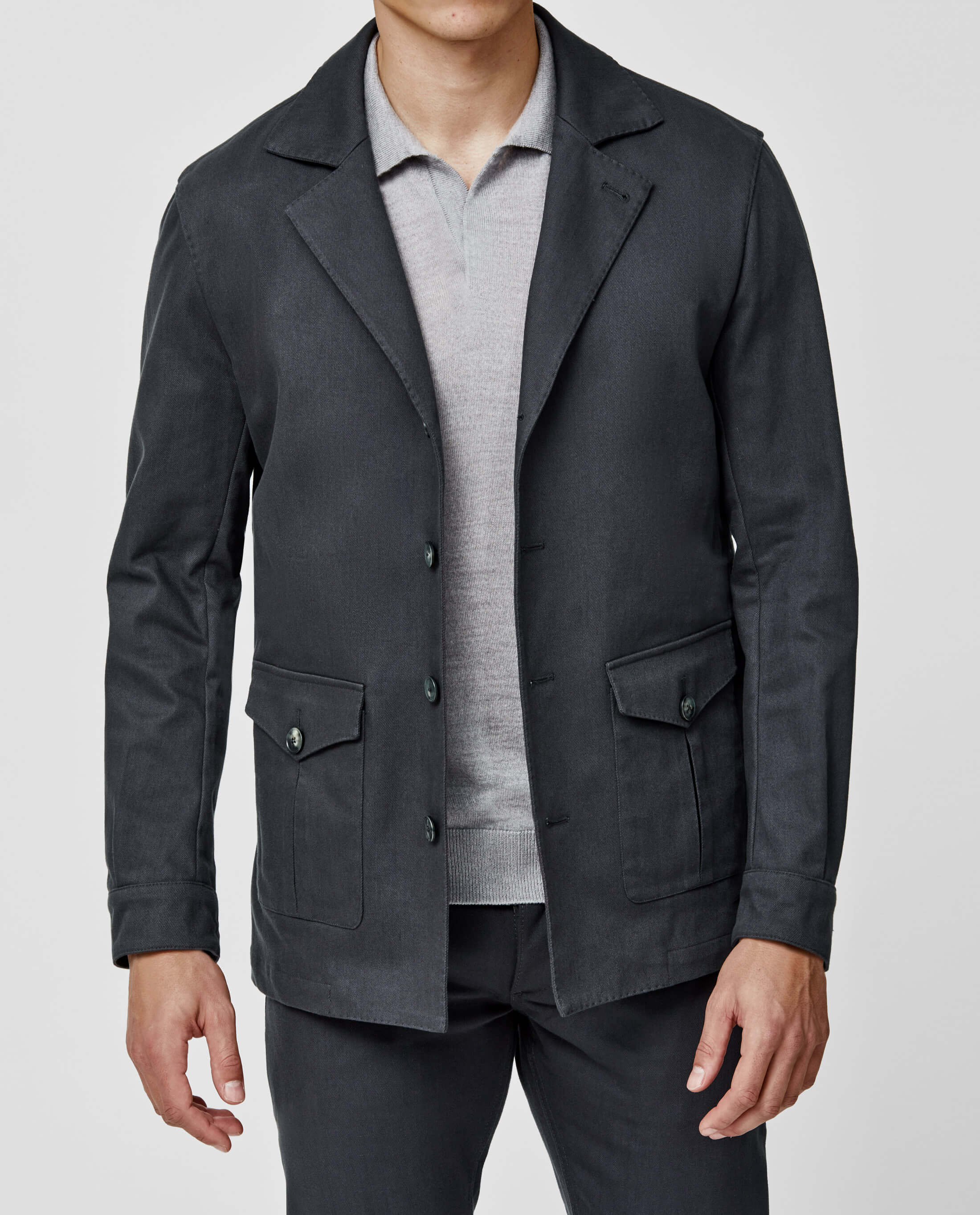 Olimpias Mid Grey Heavy Cotton Stretch Twill