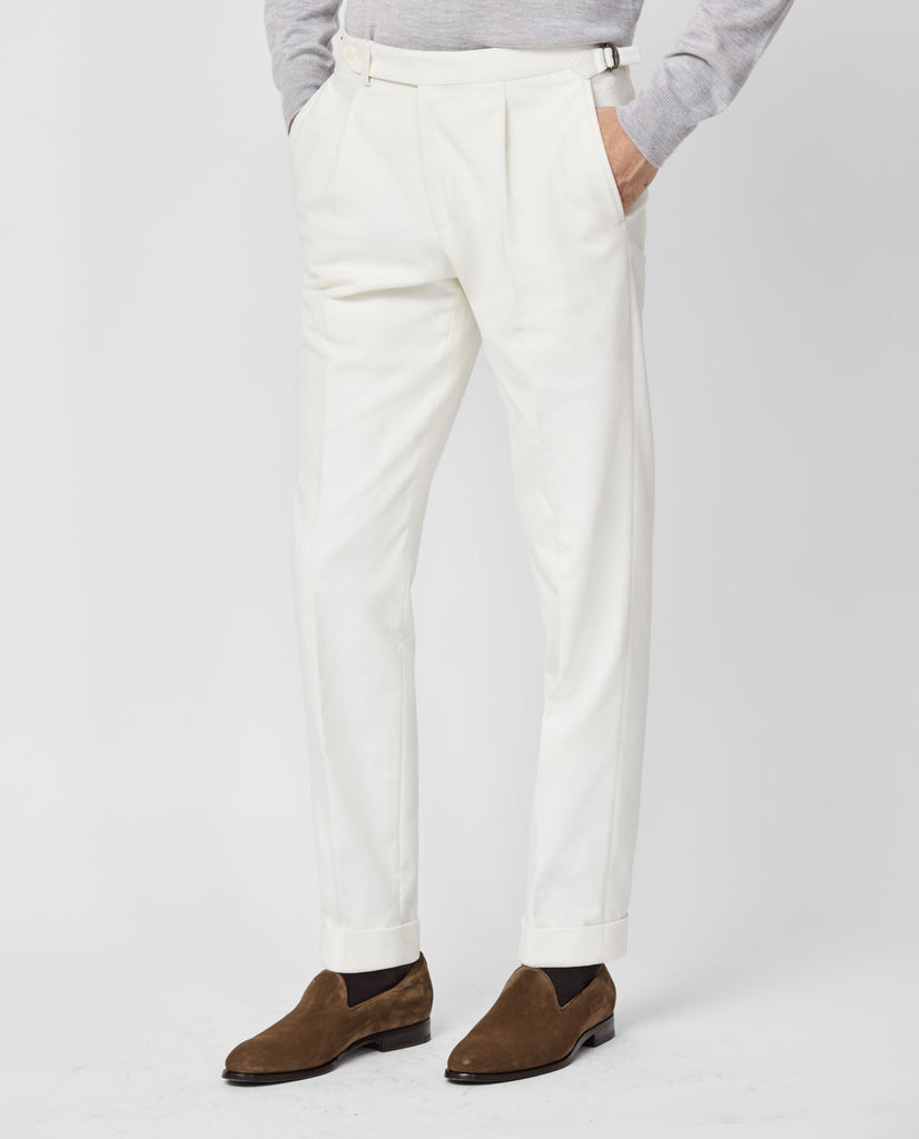 Olimpias Trousers Olimpias Moleskin Off White Lightweight Stretch Cotton