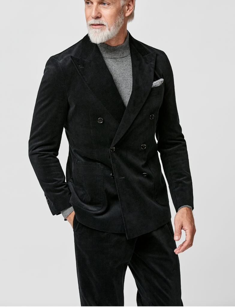 Olimpias Black Cotton & Lyocell Corduroy Stretch