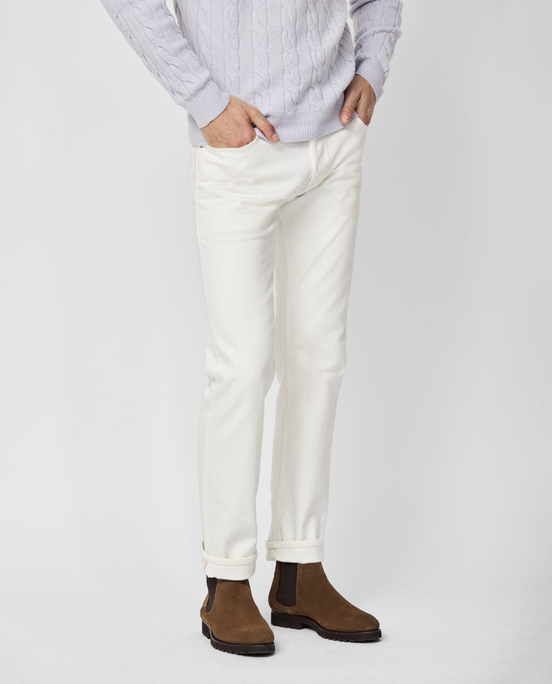 Trousers White Selvedge Stretch 11oz Denim by Berto