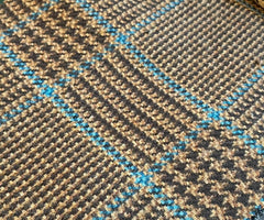 Fratelli Tallia di Delfino Wool & Cashmere Brown & Sand Prince of Wales with Aqua Overcheck