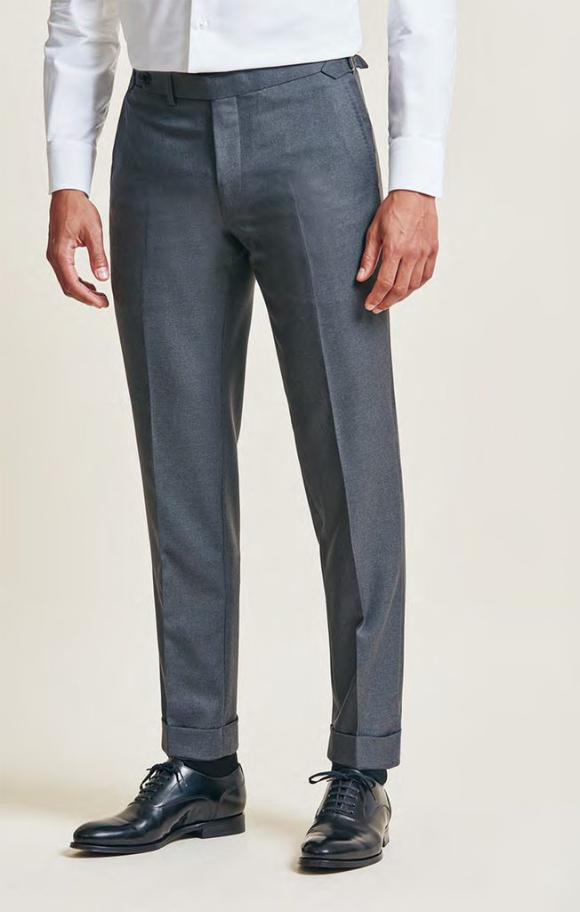 Trousers Barberis Canonico 365 Doppio Ritorto S130 Merino Wool Dark Grey Twill